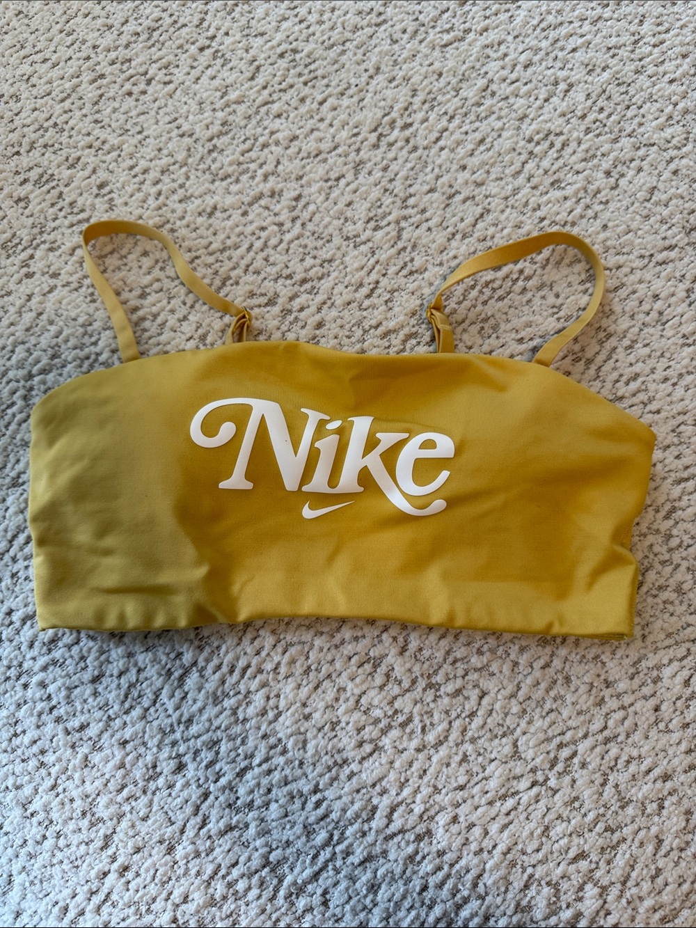 Nike Women's Mustard Yellow Logo Sports Bra